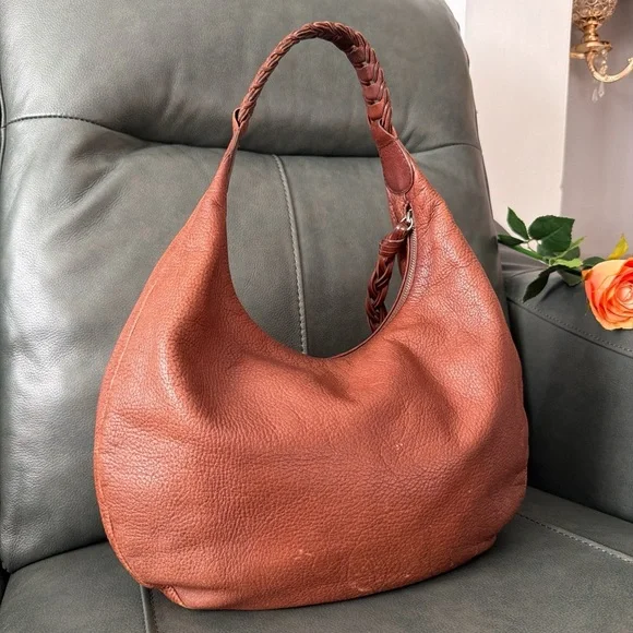 BANANA REPUBLIC Tan Leather Braided Handle Bag πππ - Picture 7 of 8
